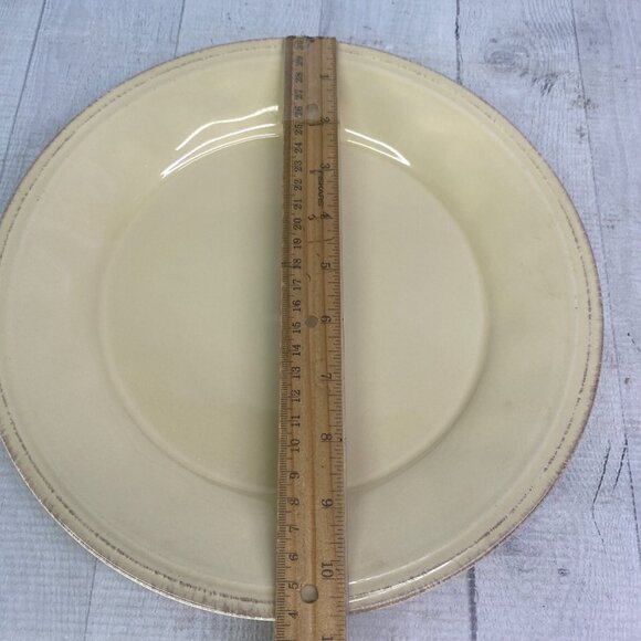 Rachael Ray CUCINA ALMOND CREAM Embossed Edge Rim Stoneware Dinner Plates Set 4 - Picture 11 of 16